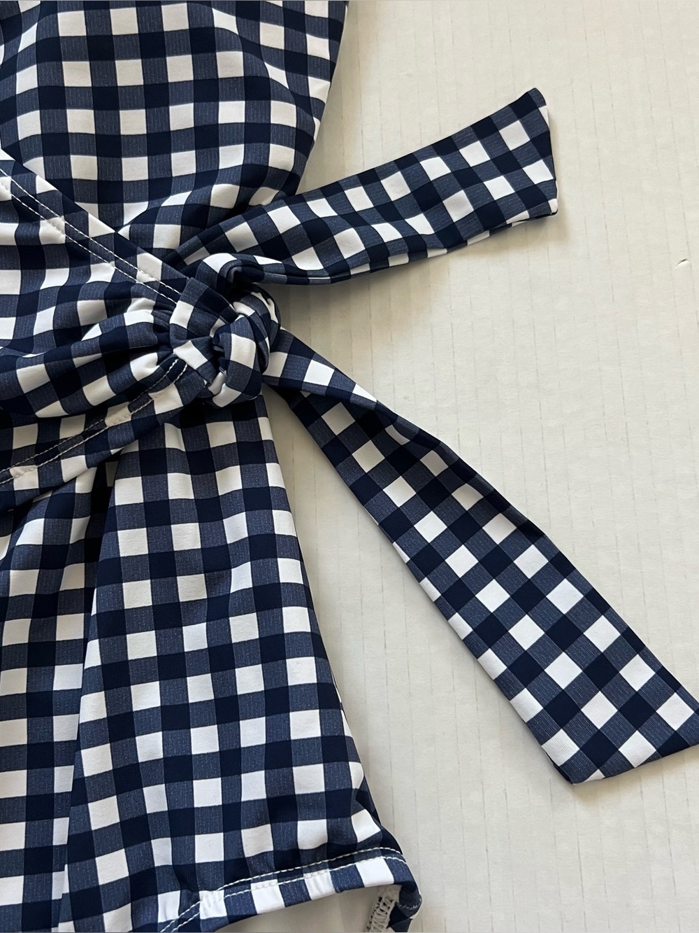 Tommy Bahama Gingham Wrap One-Piece Swimsuit Navy UPF 50 Tummy Control 6 NWT - Picture 9 of 16